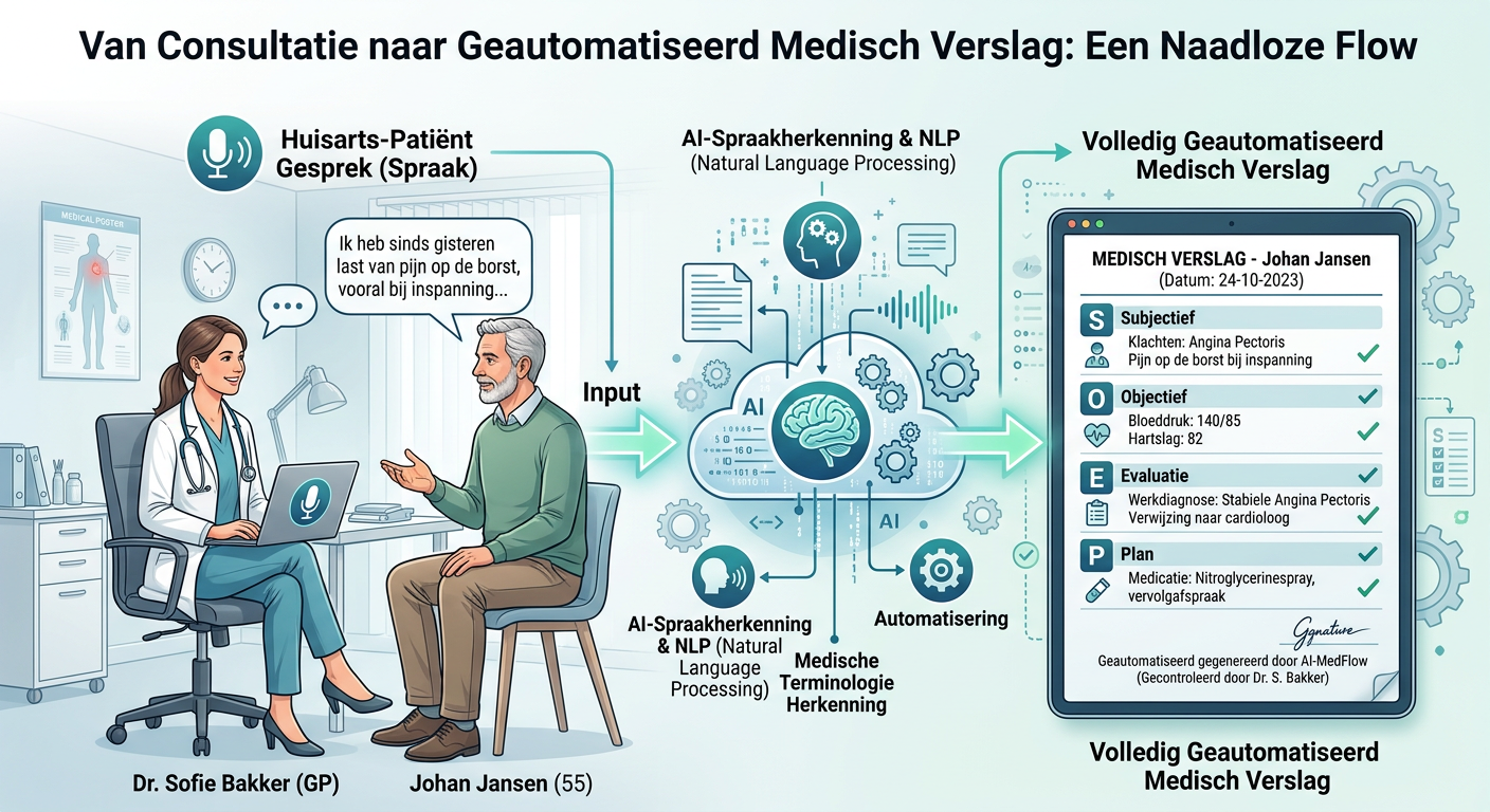 Flow van consult naar geautomatiseerd medisch verslag